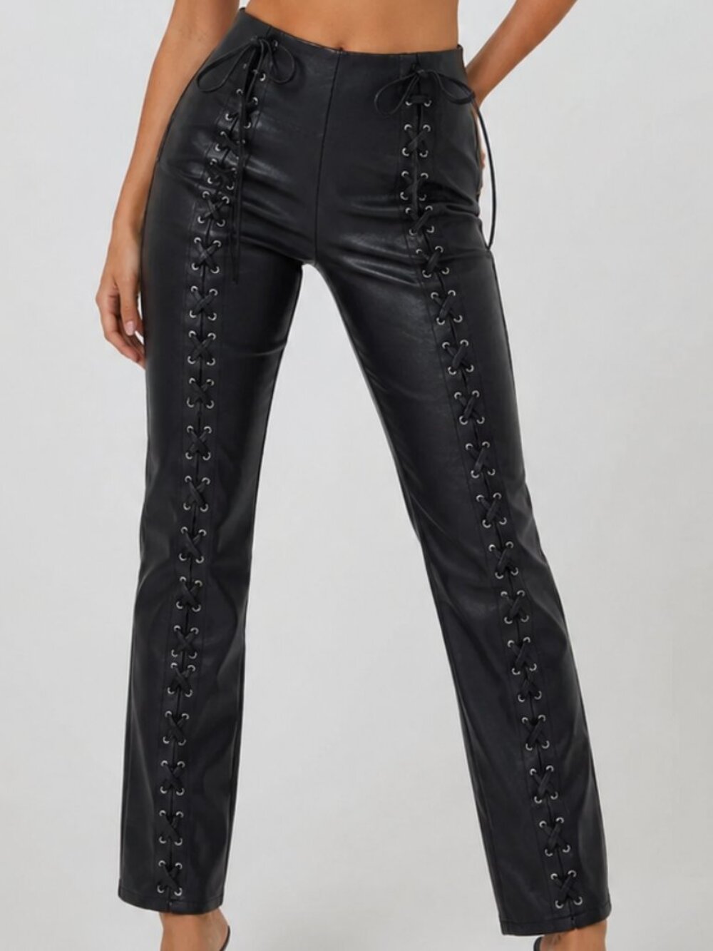Minimalist Studio Faux Leather Tie Up Pant New